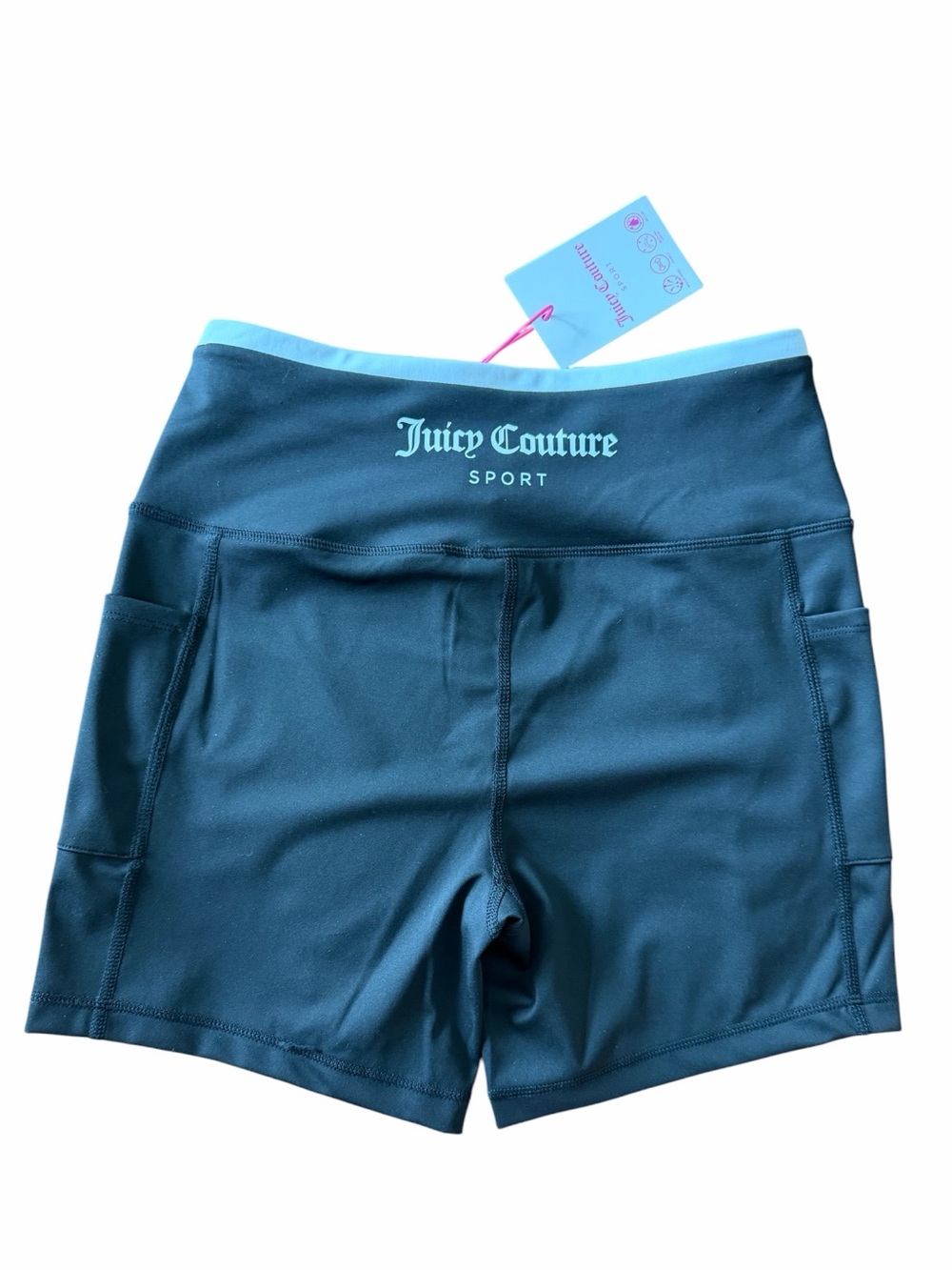 🖤Juicy Couture Sport Black Athletic Shorts with White Blue Waistband. NWT - Picture 3 of 15